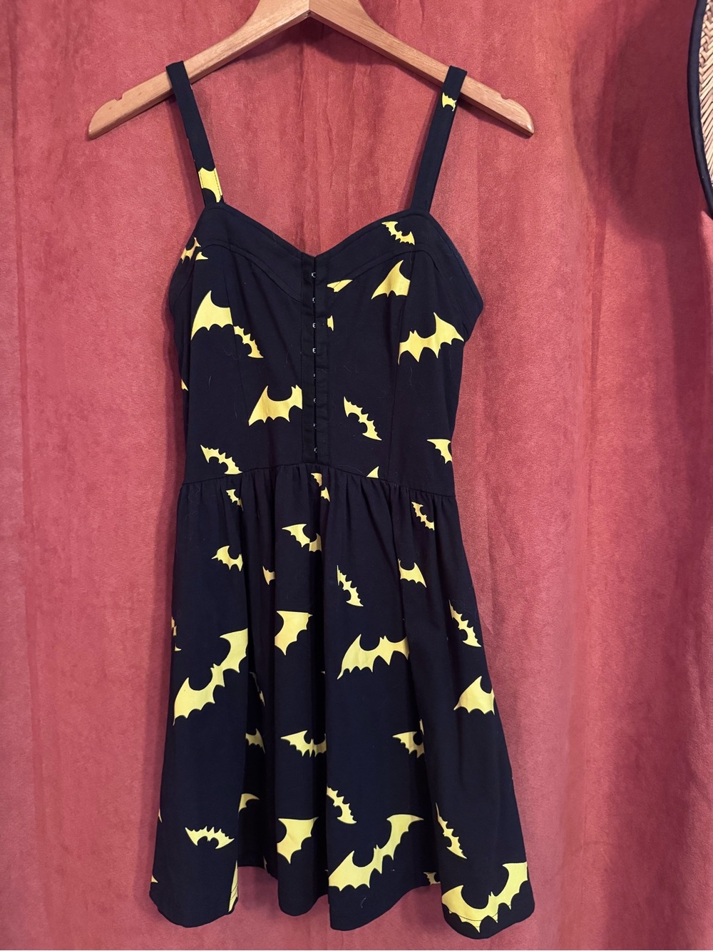 Black and Yellow Bat Print skater dress